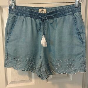 St. John's Bay Light Blue Embroidered High Waist Shorts